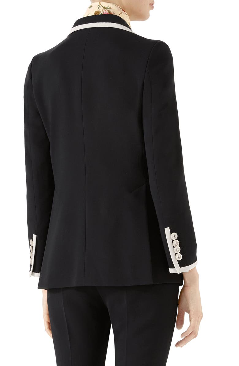 Gucci Peak Lapel Stretch Cady Blazer, Alternate, color, 