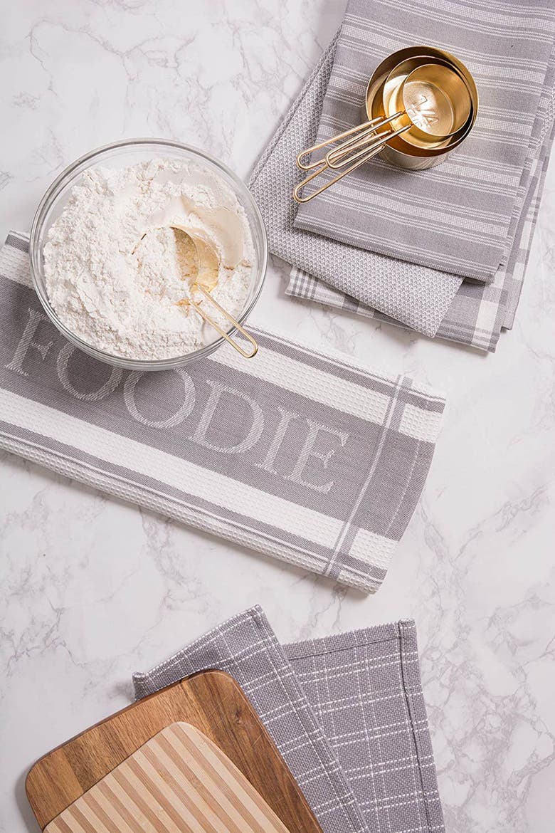 Foodie Dishtowel & Dishcloth Set/5, Alternate, color, Light Blue