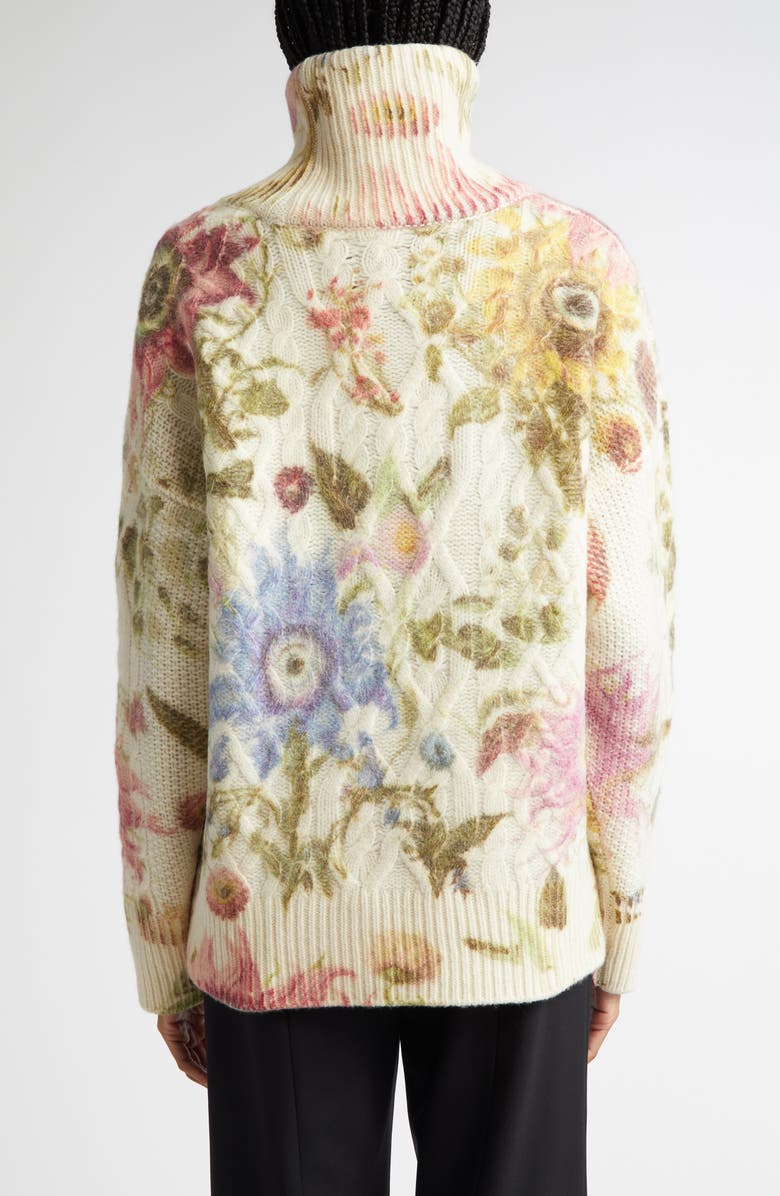 MONSE Chunky Floral Wool Turtleneck Sweater, Alternate, color, 