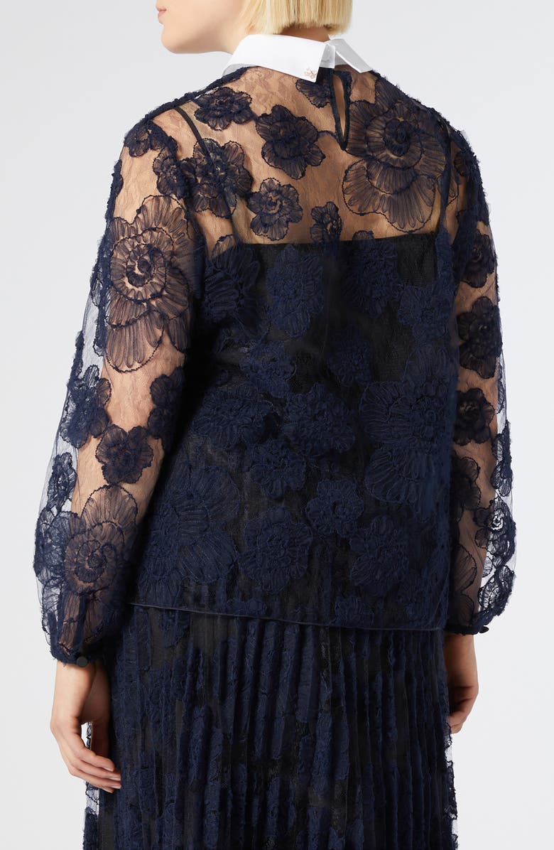 Marina Rinaldi Godezia Floral Embroidered Top, Alternate, color, Midnight Blue