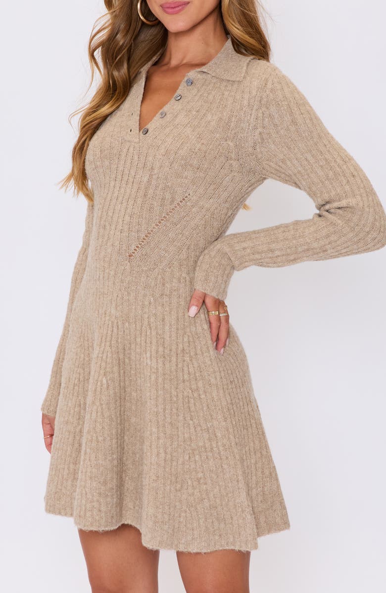 VICI Collection Ember Long Sleeve Fit & Flare Sweater Minidress, Alternate, color, Camel