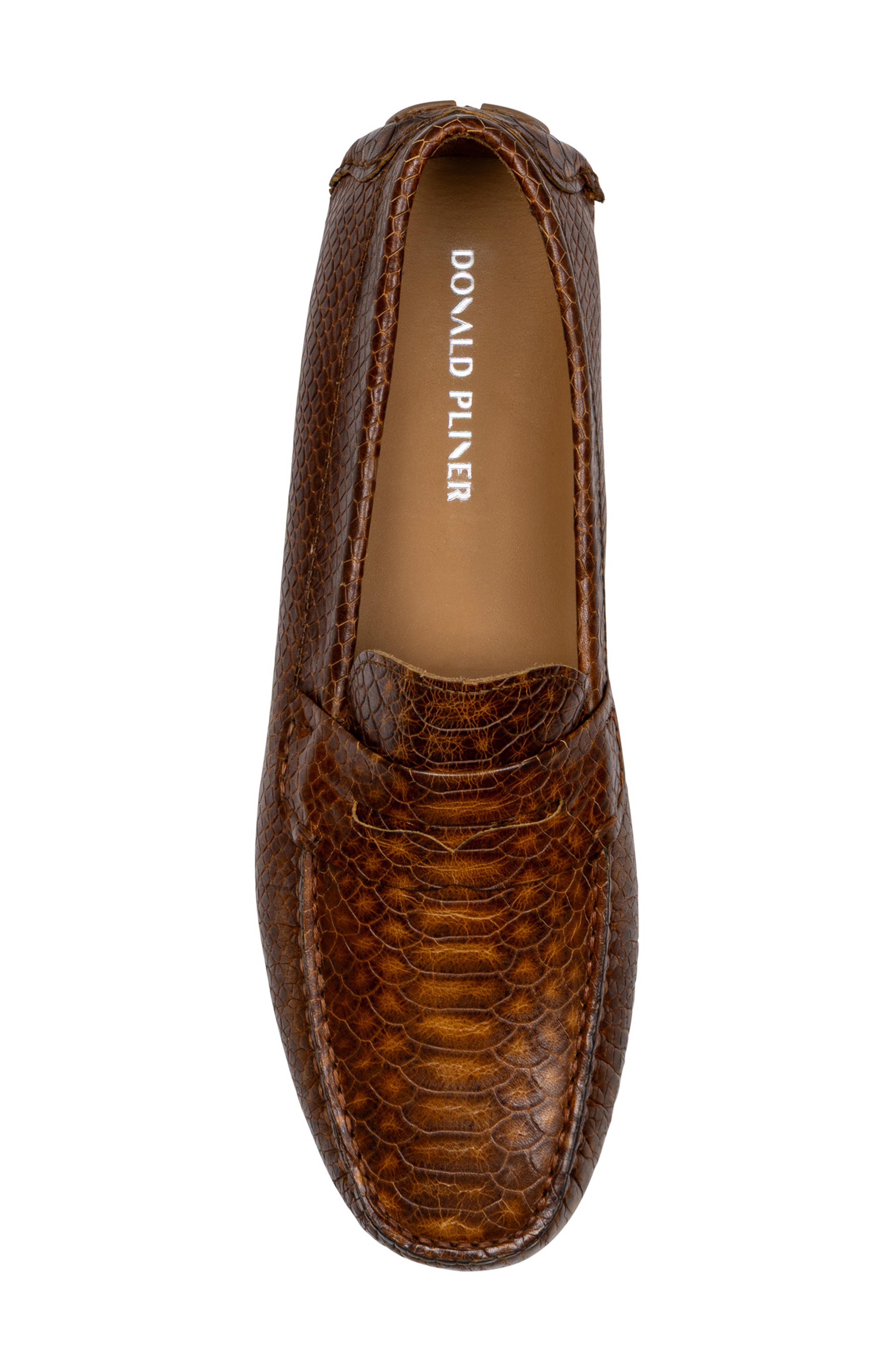 Alanzo Snakeskin Embossed Penny Loafer, Alternate, color, TOBACCO