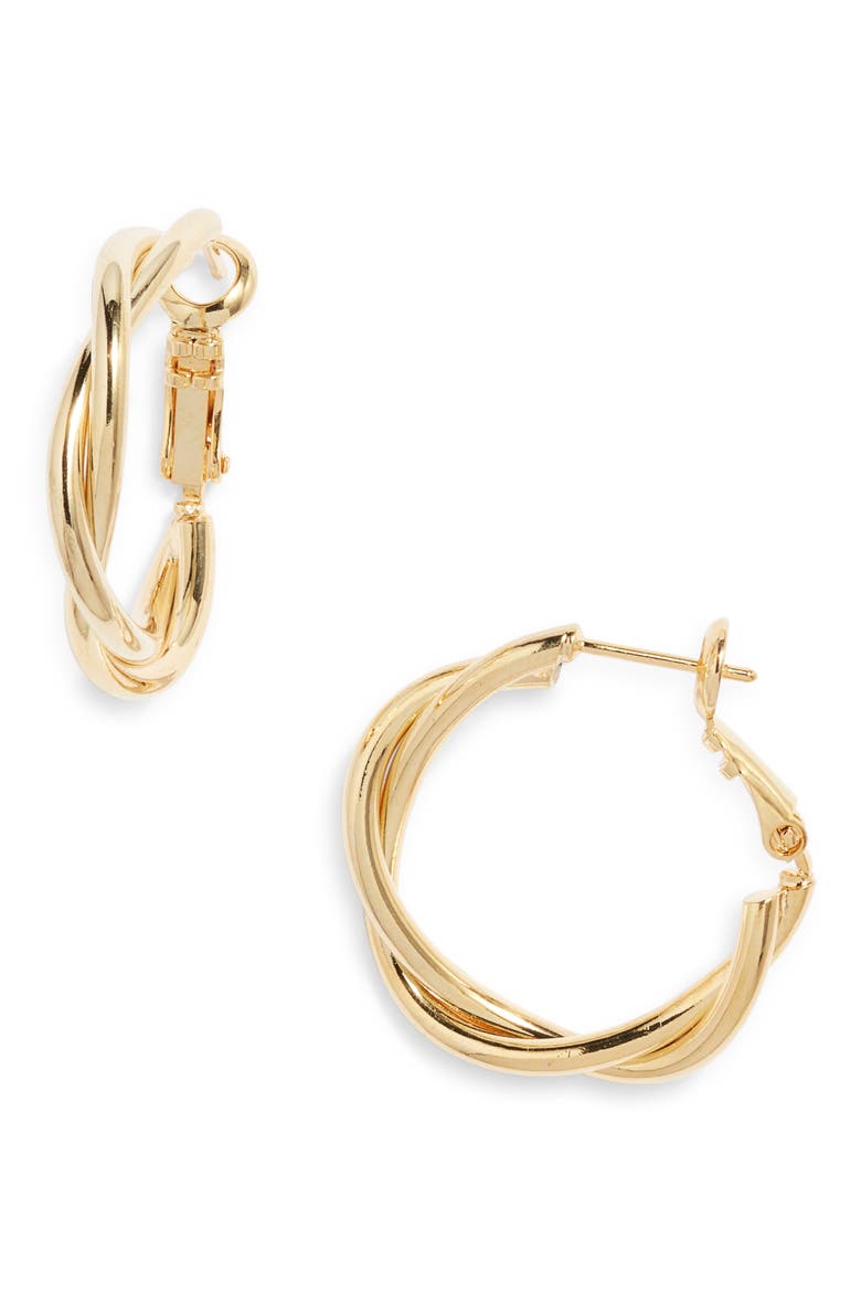 Lainey Twisted Hoop Earrings, Main, color, GOLD
