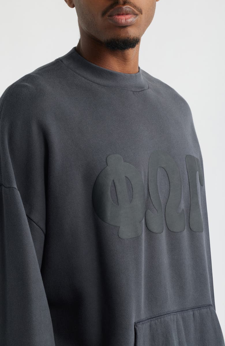 Fear of God Essentials '90s Graphic Crewneck Sweatshirt, Alternate, color, Washed Iron Grey