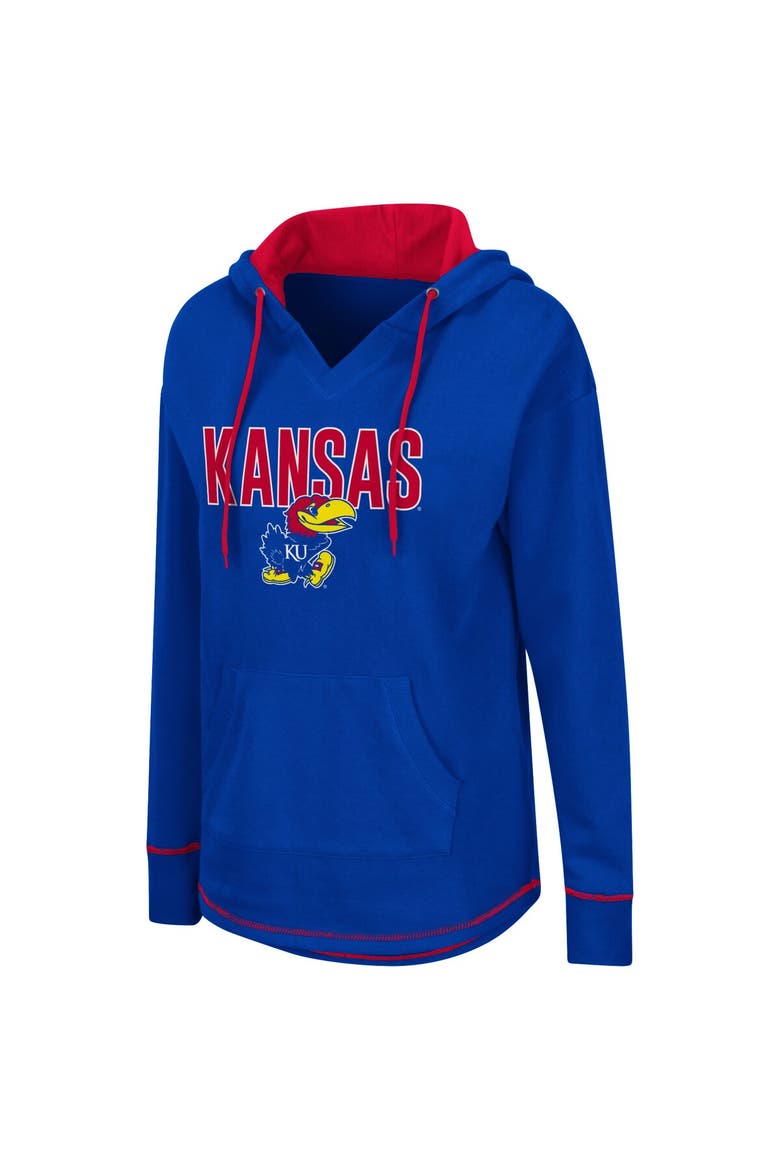 Women's Colosseum Royal Kansas Jayhawks Tunic Pullover Hoodie, Alternate, color, Royal