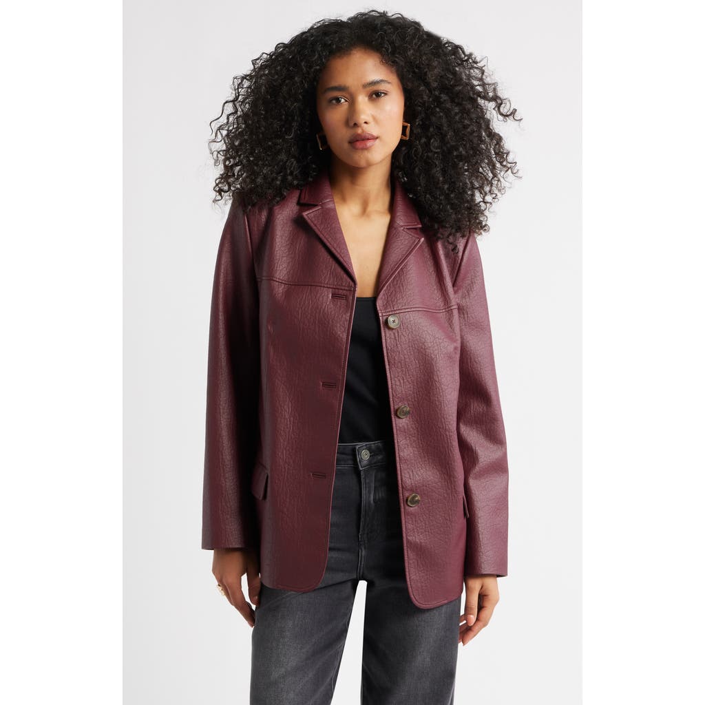 Open Edit Pebble Faux Leather Jacket In Purple