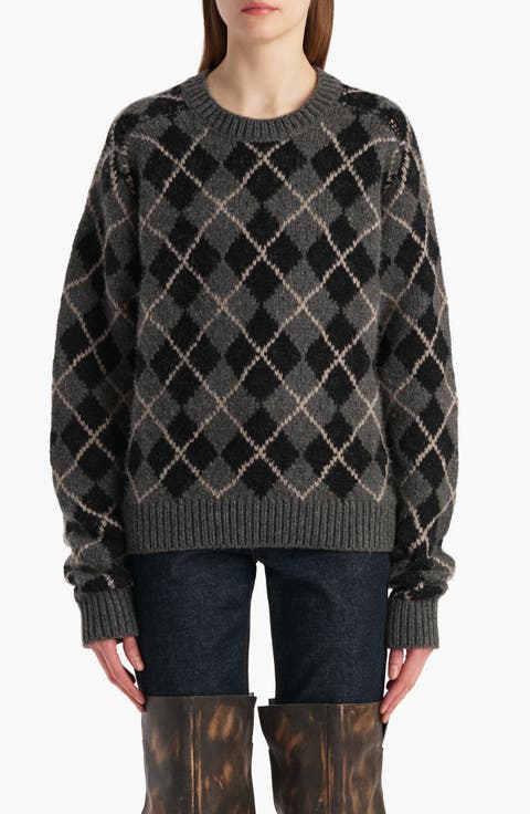 Pratt Oversize Argyle Plaid Cashmere Sweater