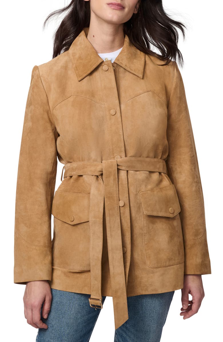 Bernardo Belted Suede Jacket, Main, color, 
