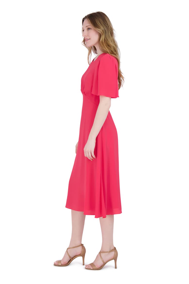 Flutter Sleeve Midi Dress, Alternate, color, CORAL