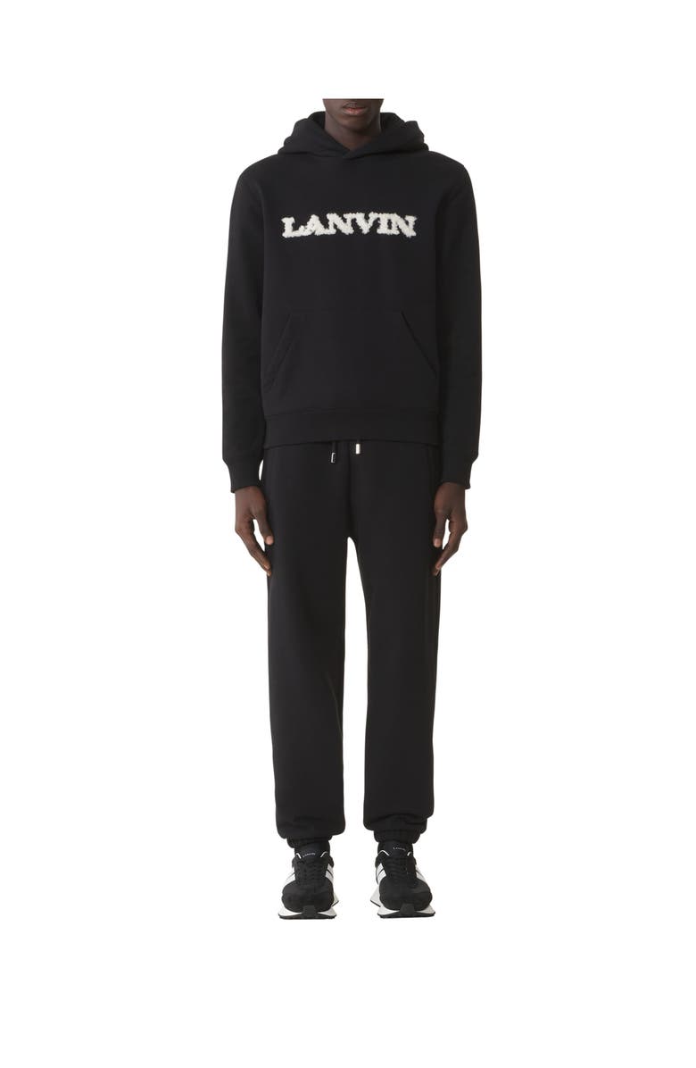 Lanvin Shearling Cotton Hoodie, Alternate, color, Black