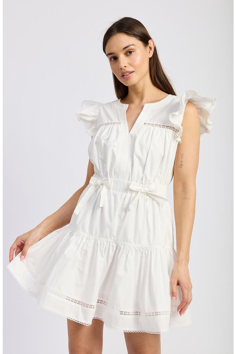 Isabella Bow Detail Cotton Poplin Minidress, Alternate, color, WHITE