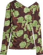Topshop Abstract Floral Asymmetric Neck Top