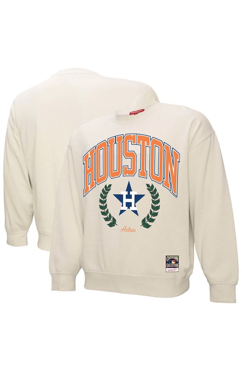 Mitchell & Ness Women's Mitchell & Ness Cream Houston Astros Cooperstown Collection Laurel Crew Pullover Sweatshirt, Main, color, Cream