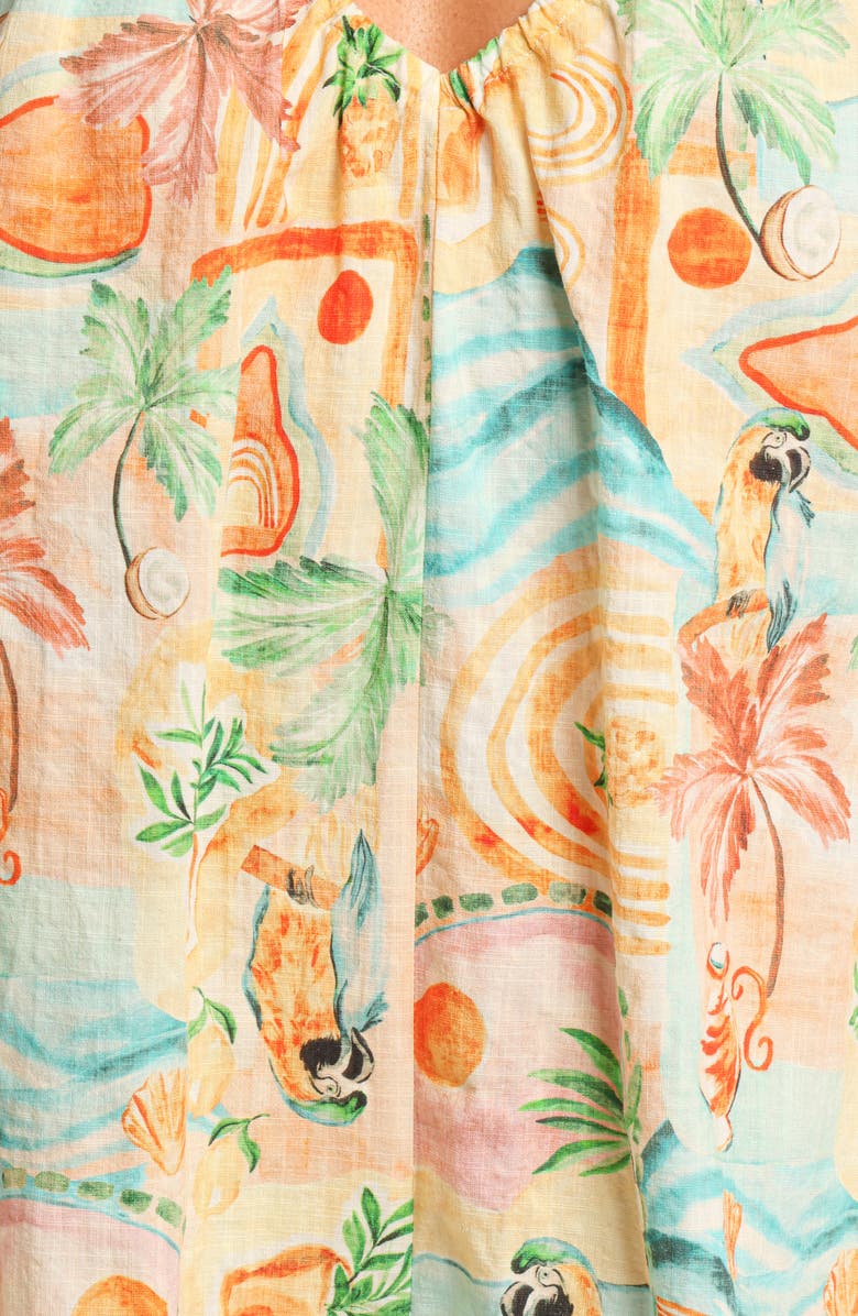 Petal & Pup Renata Open Back Cotton Blend Halter Romper, Alternate, color, Golden Palm