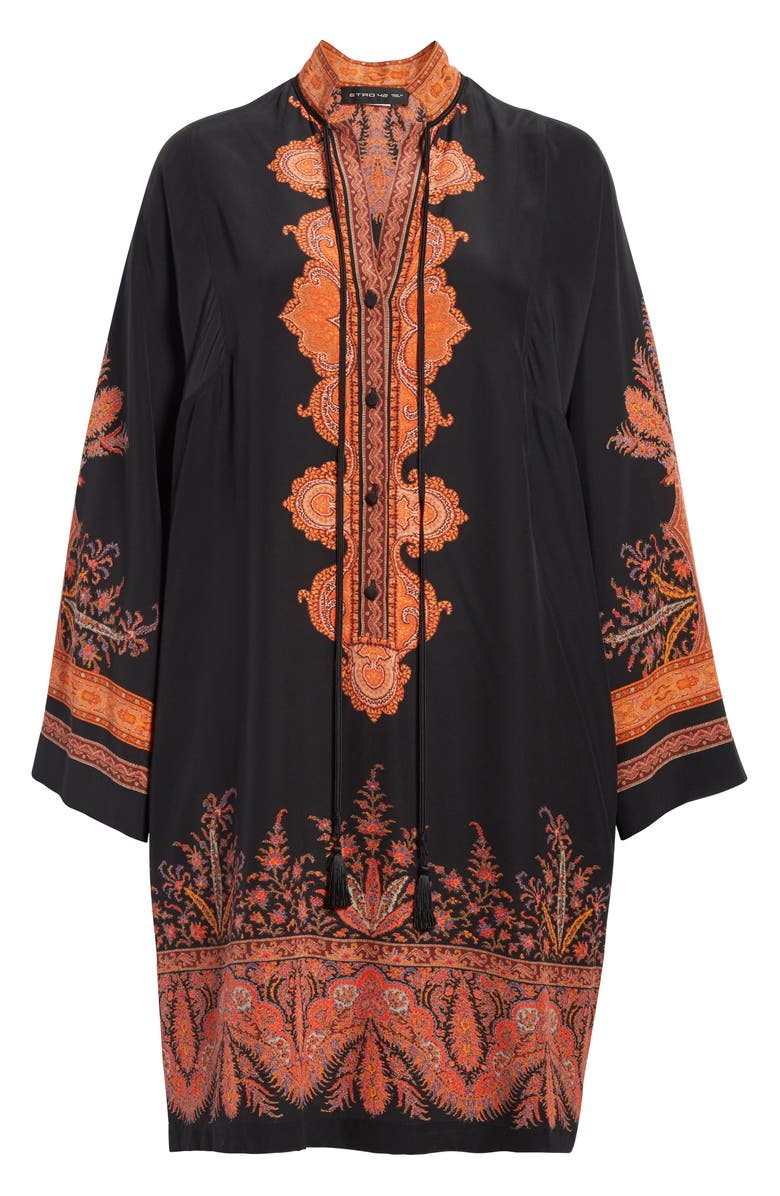 Etro Signature Paisley Long Sleeve Silk Dress, Alternate, color,