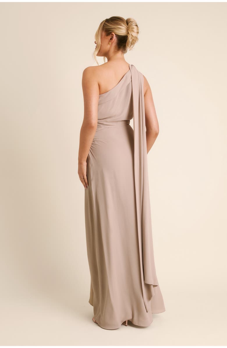 Six Stories One Shoulder Chiffon Bridesmaid Dress, Alternate, color, Truffle