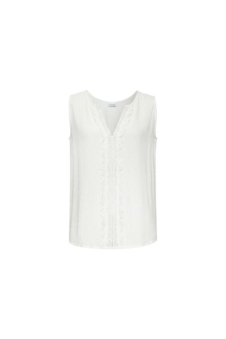 Lace Trim Sleeveless Blouse, Alternate, color, White