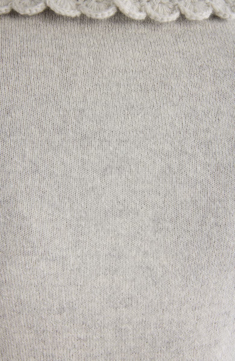 Chloé Crochet Collar Wool Cardigan, Alternate, color, Sweet Grey