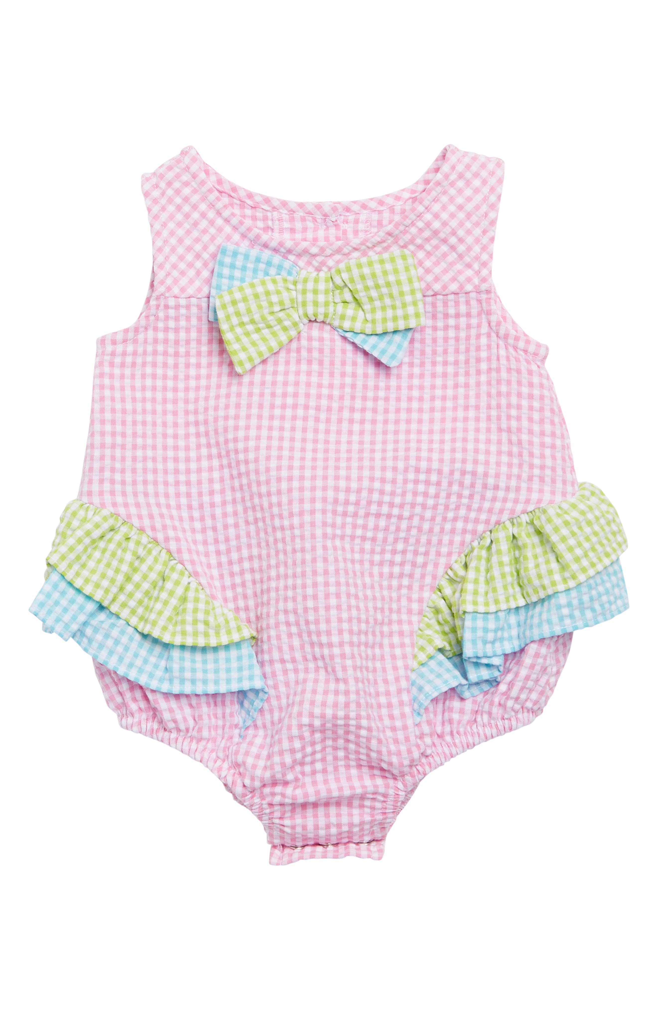 Bonnie Jean Gingham Colorblock Bubble Romper