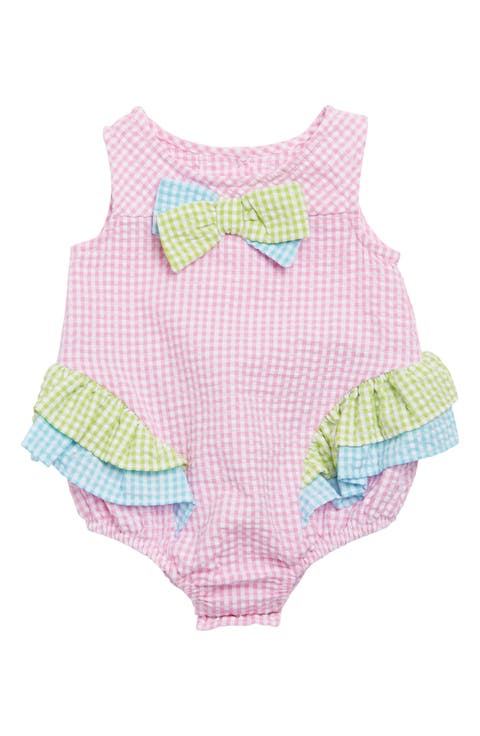 Gingham Colorblock Bubble Romper (Baby)
