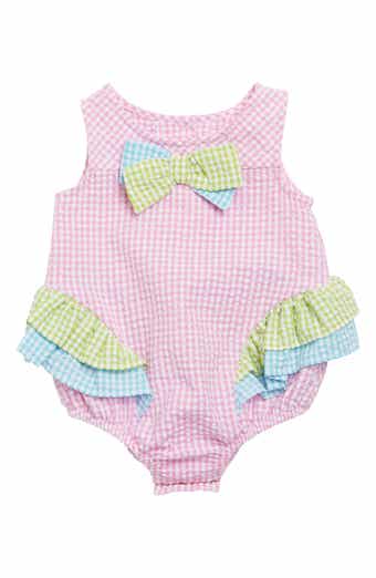 Bonnie Jean Gingham Colorblock Bubble Romper