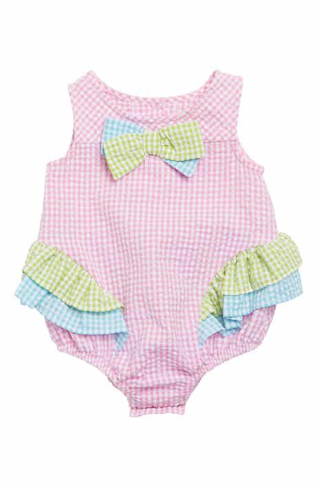 Bonnie Jean Gingham Colorblock Bubble Romper