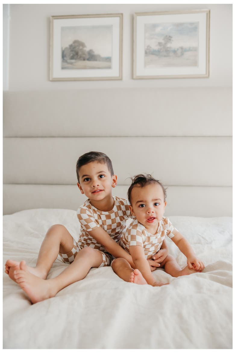Rad Fitted Two-Piece Short Pajamas, Alternate, color, BROWN OVERFLOW