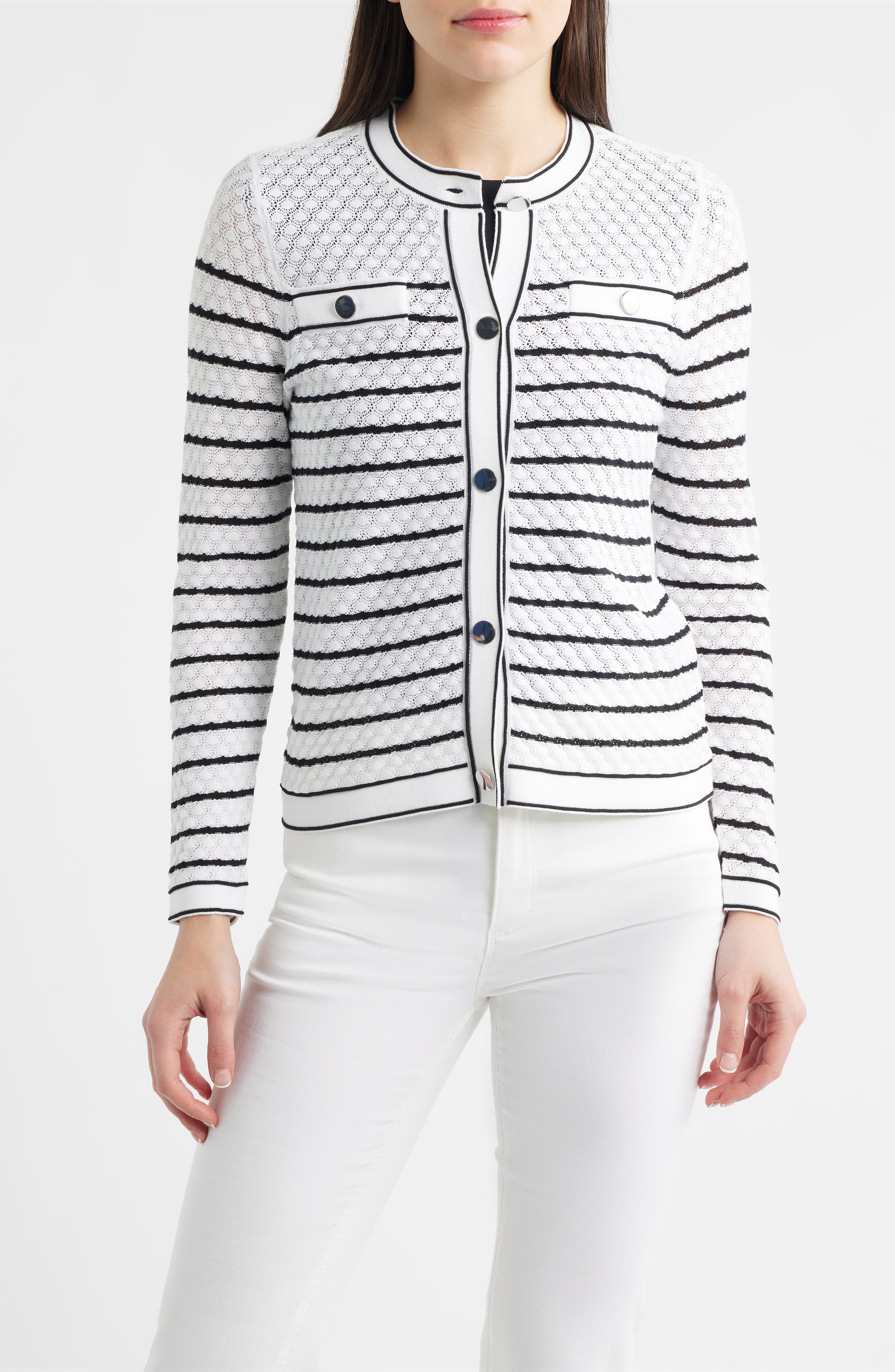 Stripe Stitch Detail Cardigan