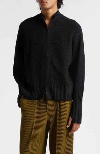 Homme Plissé Issey Miyake Rustic Knit Zip Cardigan | Nordstrom Homme Plissé Issey Miyake Rustic Knit Zip Cardigan | Nordstrom