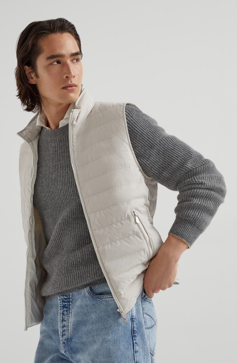 Brunello Cucinelli Lightweight down vest, Alternate, color, Ivory