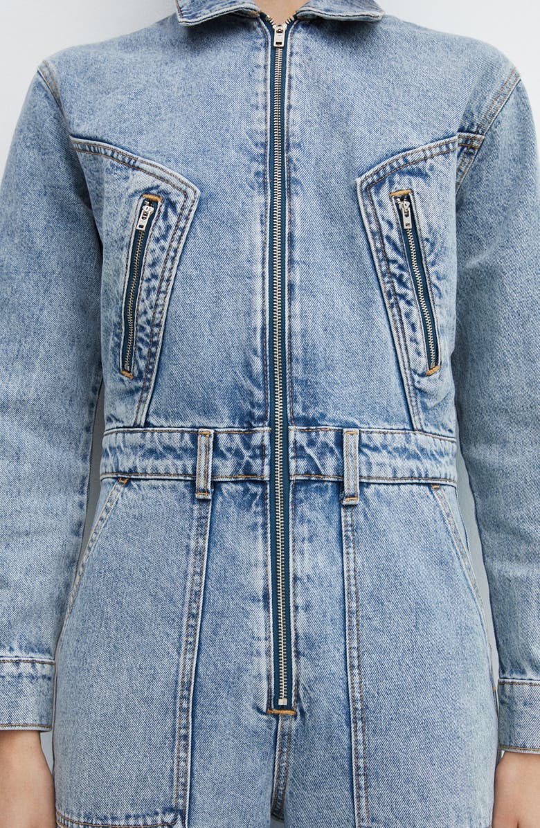 MANGO Long Sleeve Denim Jumpsuit, Alternate, color, 