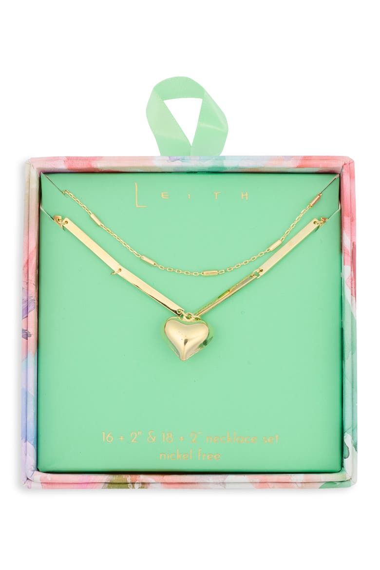 Heart Pendant Layered Necklace, Main, color, GOLD