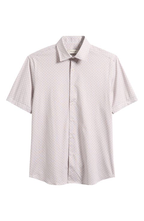 Miles OoohCotton® Geo Print Short Sleeve Button-Up Shirt