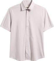 Bugatchi Miles OoohCotton® Geo Print Short Sleeve Button-Up Shirt