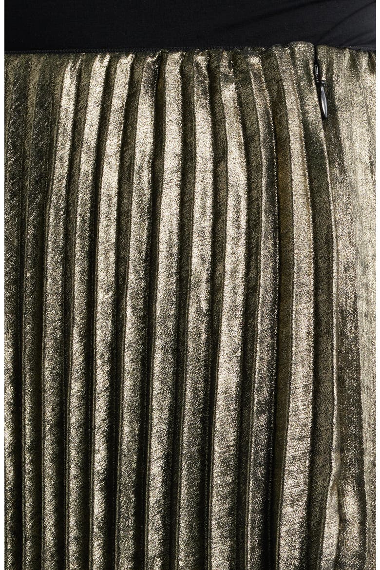 Pleated Metallic Midi Skirt, Alternate, color, METALLIC