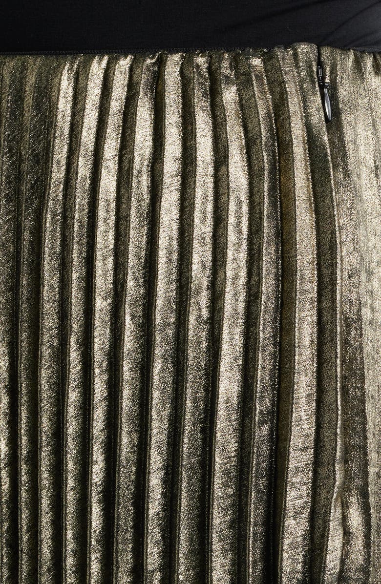 MARGARET O'LEARY Pleated Metallic Midi Skirt, Alternate, color, Metallic