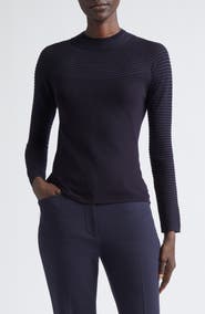 Lafayette 148 New York Textured Stripe Raglan Sleeve Sweater
