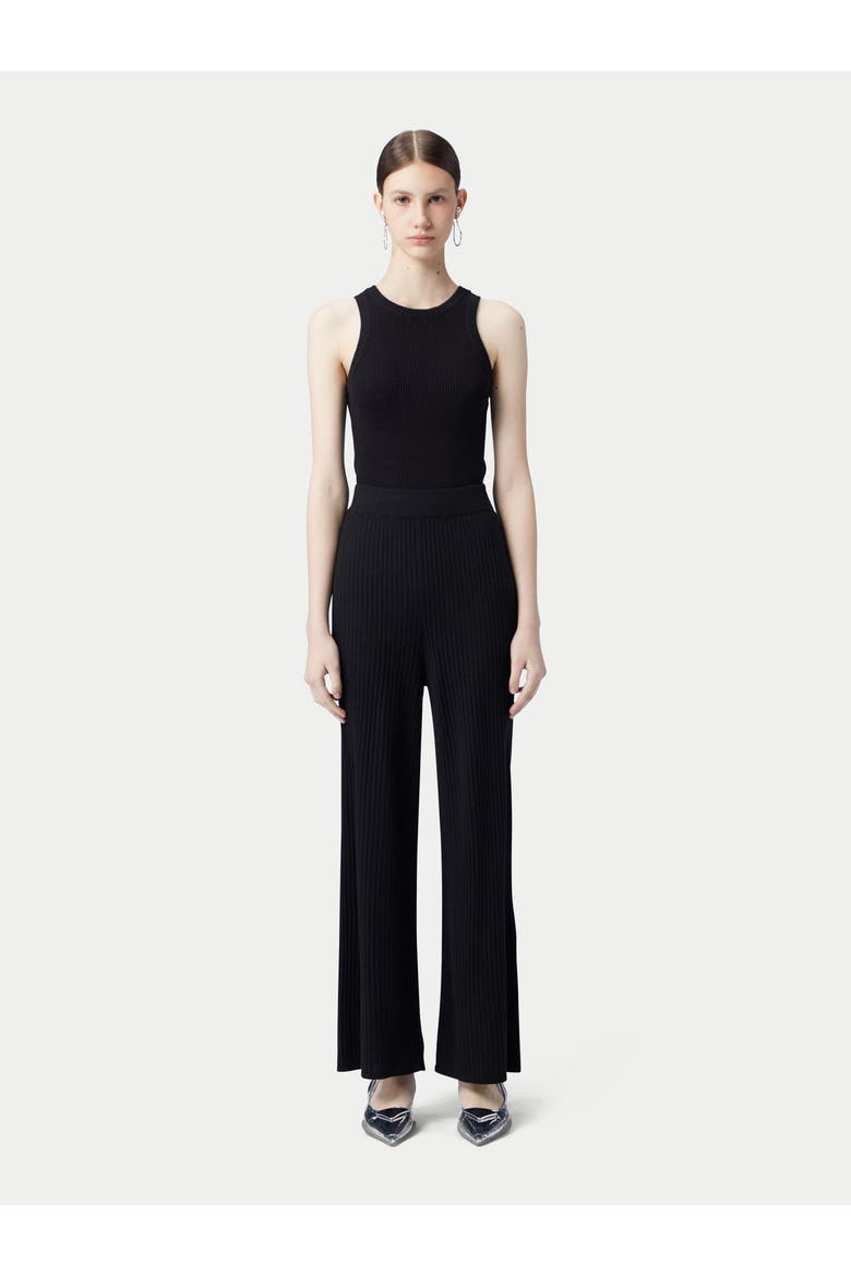 Rib-Knit Silk Cashmere Blend Pants, Alternate, color, black