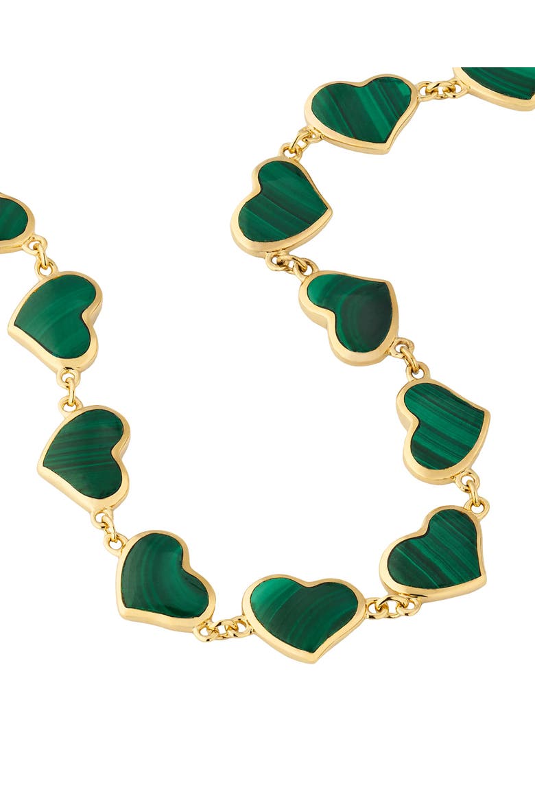 All Around Heart Bracelet Set In 18K Gold Overlay Sterling Silver, Alternate, color, Green