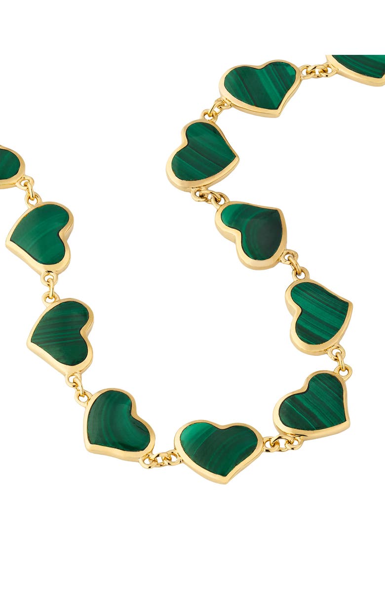 Jan Leslie All Around Heart Bracelet Set In 18K Gold Overlay Sterling Silver, Alternate, color, Green