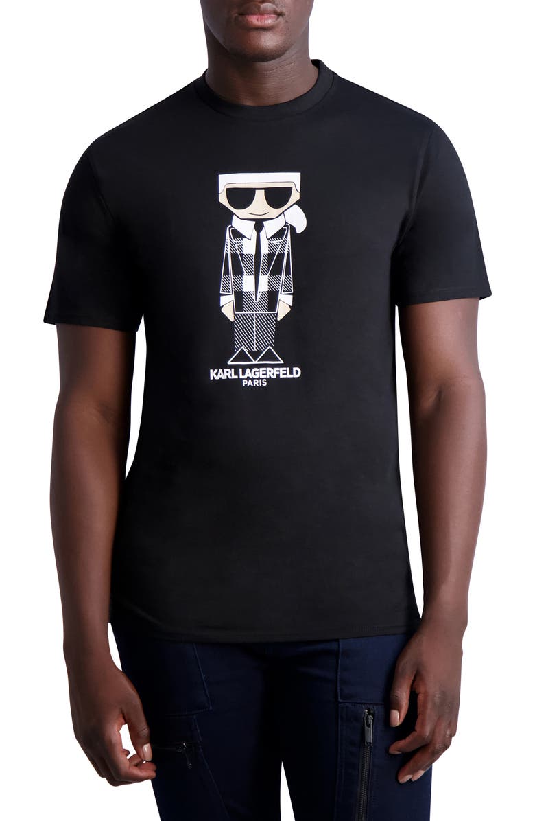 KARL LAGERFELD PARIS Plaid Graphic T-Shirt, Main, color, 
