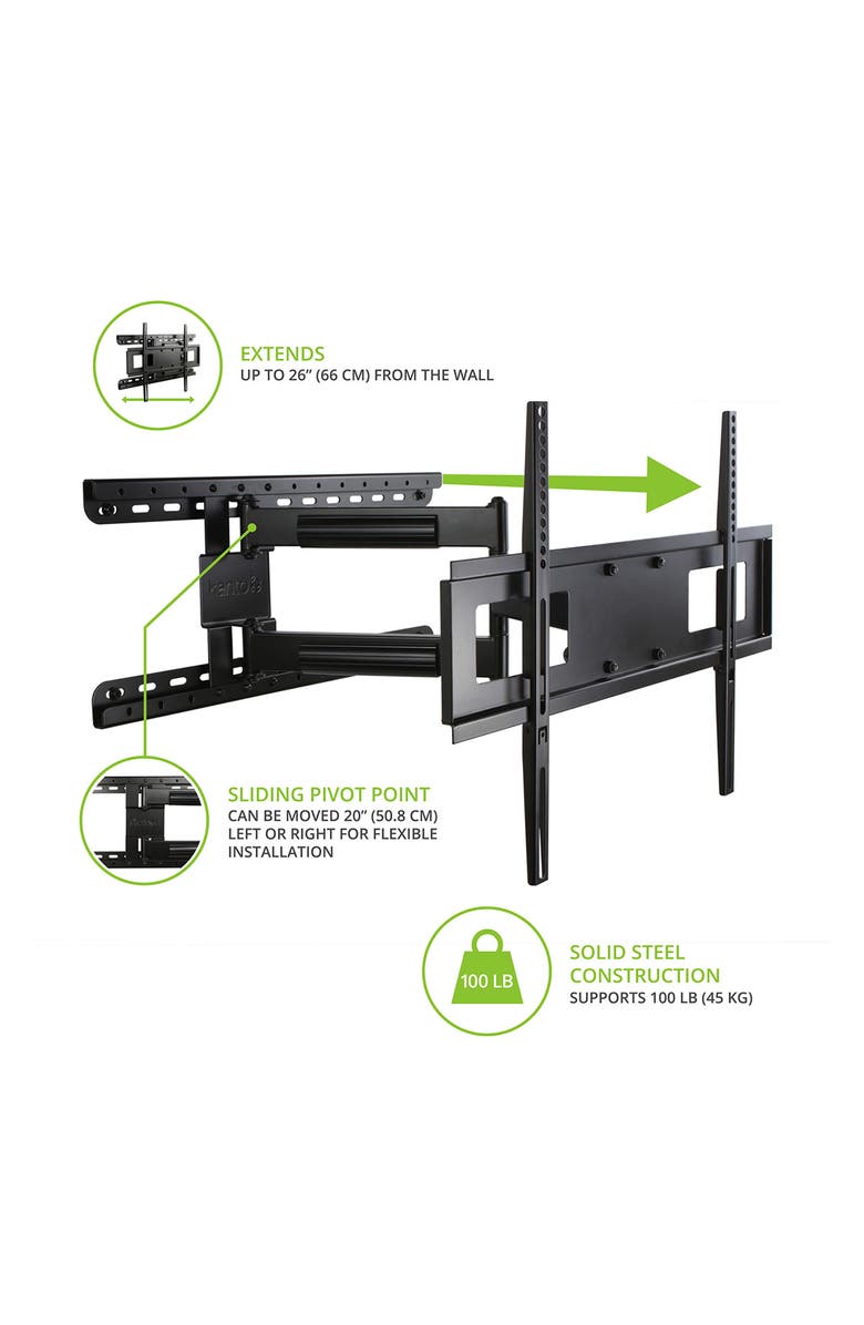 Kanto FMC4 Full Motion Mount with Adjustable Pivot Point for 30" to 60" TVs, Alternate, color, Black