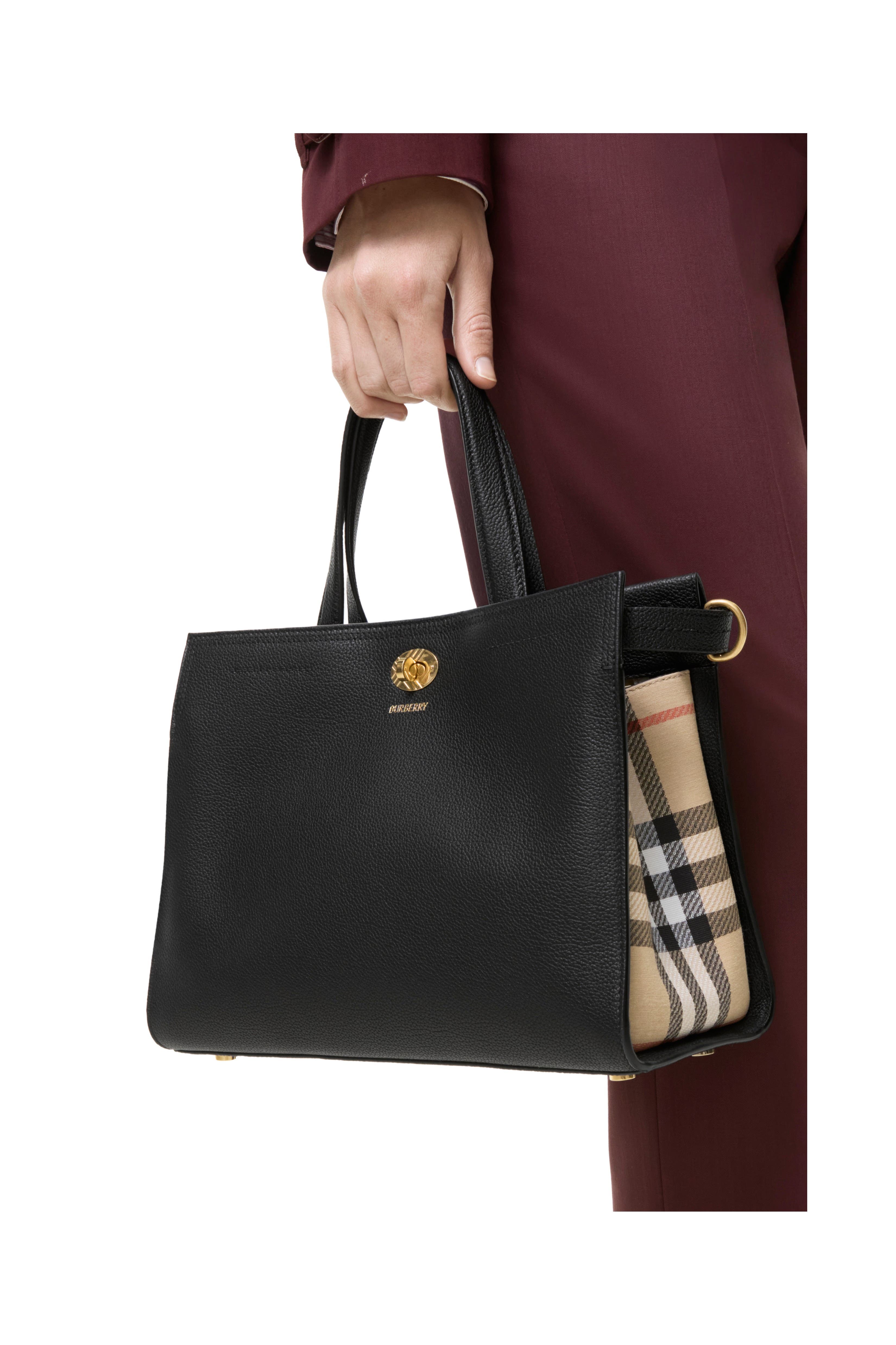 Burberry Small Cotswolds Check Tote, Alternate, color, Black