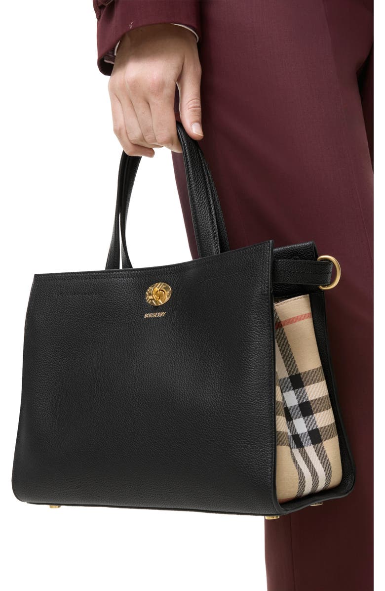 Burberry Small Cotswolds Check Tote, Alternate, color, Black
