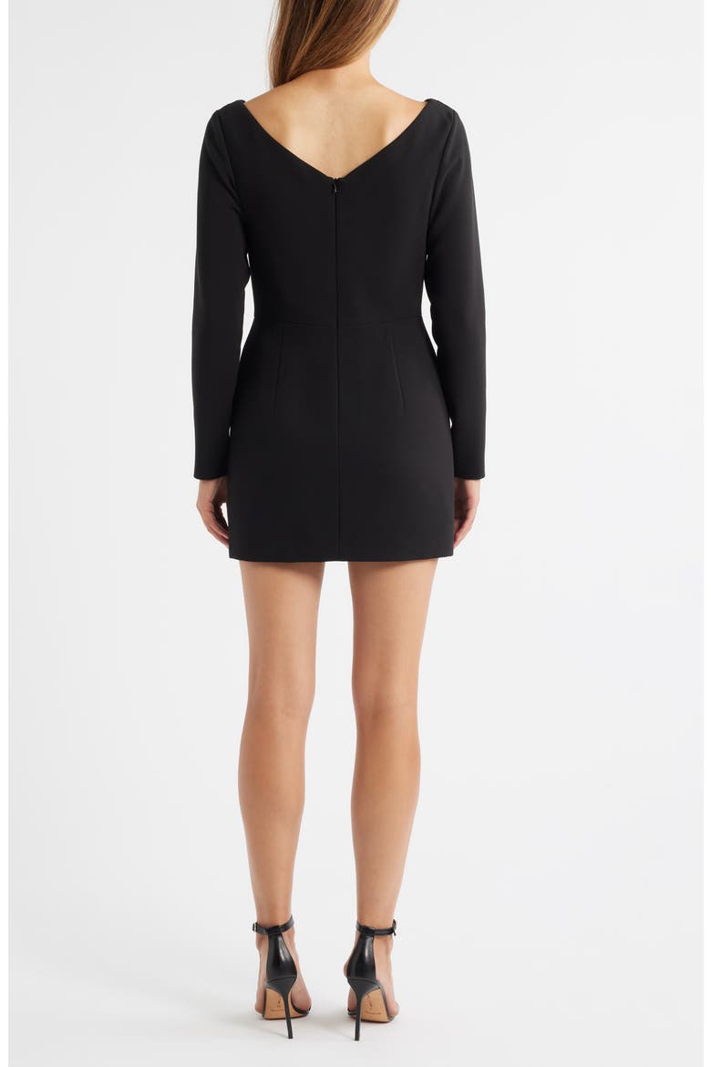 Asymmetric Neck Long Sleeve Minidress, Alternate, color, BLACK