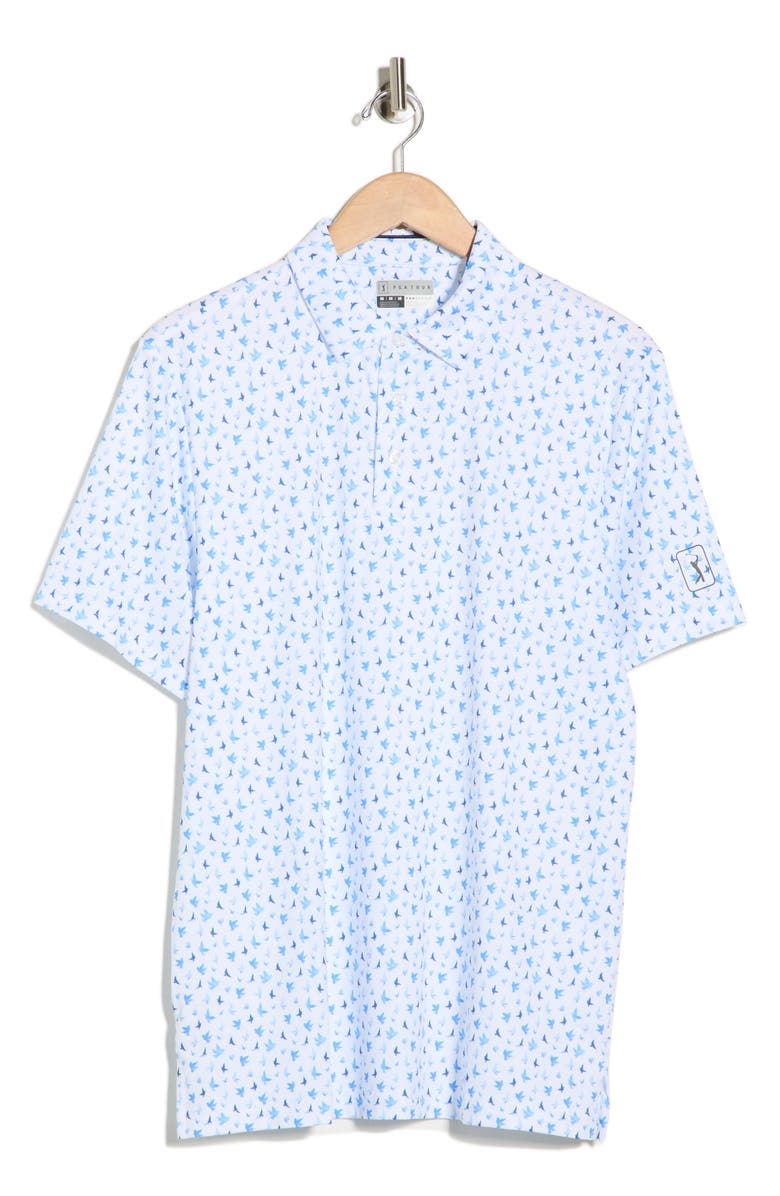 PGA TOUR All Over Birdie Knit Polo, Main, color, Bright Whte