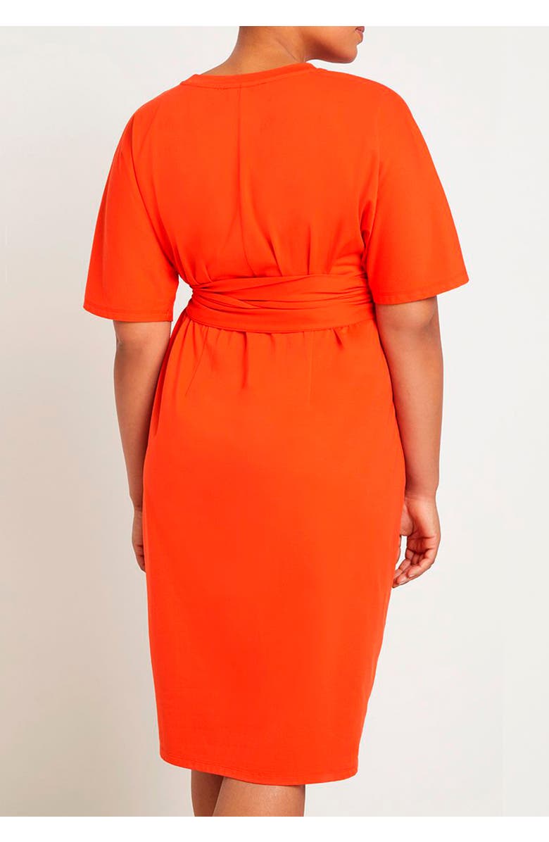 ELOQUII Cross Front Flutter Sleeve Dress, Alternate, color, Peppery Vermillion