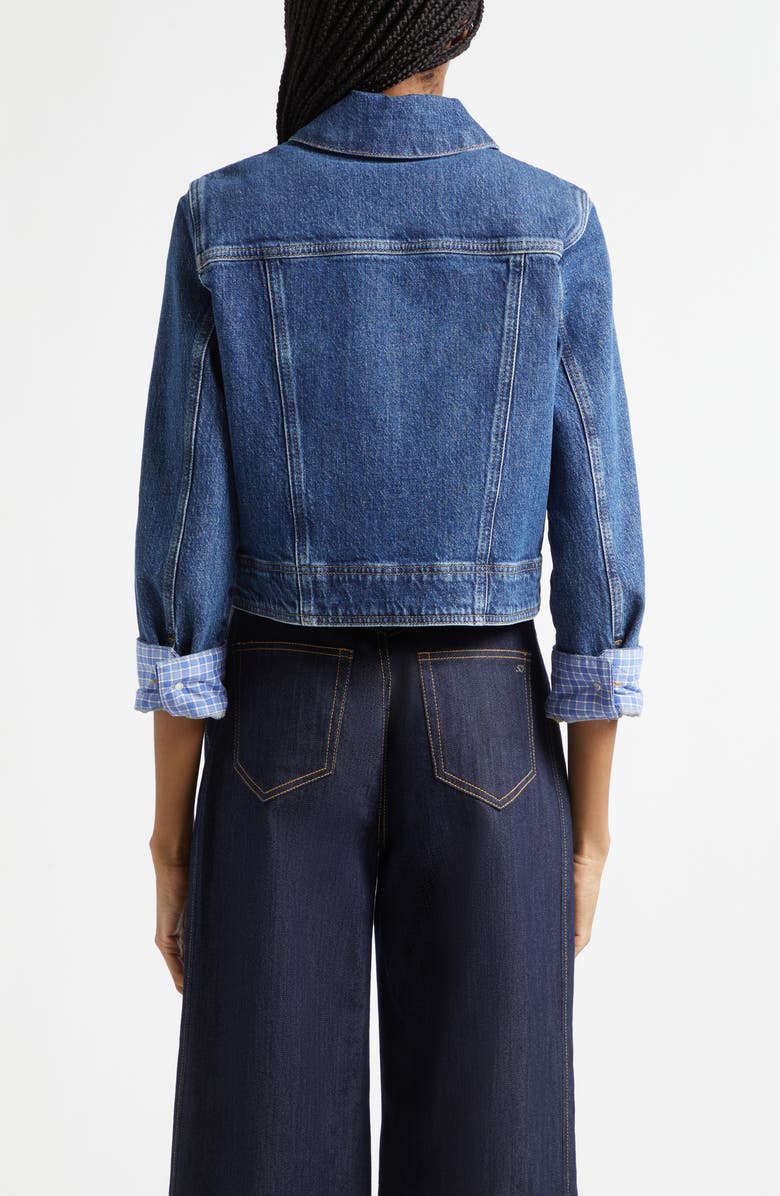 Cinq à Sept Lexie Crop Denim Jacket, Alternate, color, Bleu Crush/ Ultramarine Multi
