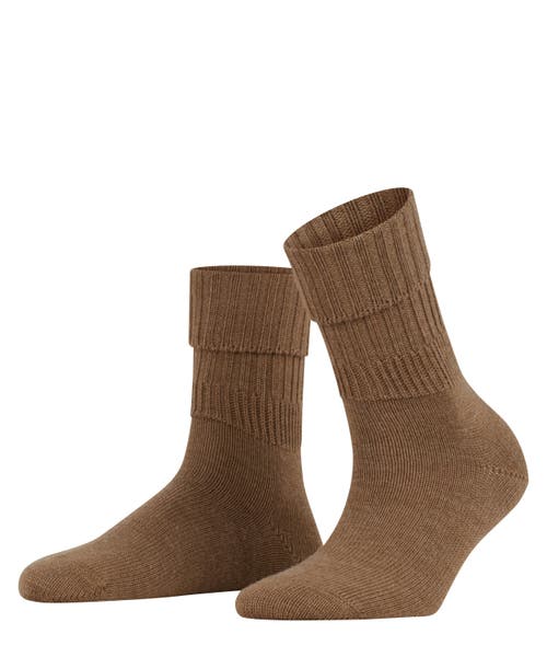 Falke Striggings Rib Wool Boot Socks In Brown