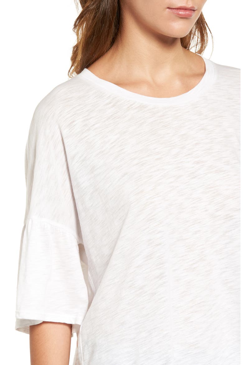 Ruffle Sleeve Tee, Alternate, color, WHITE